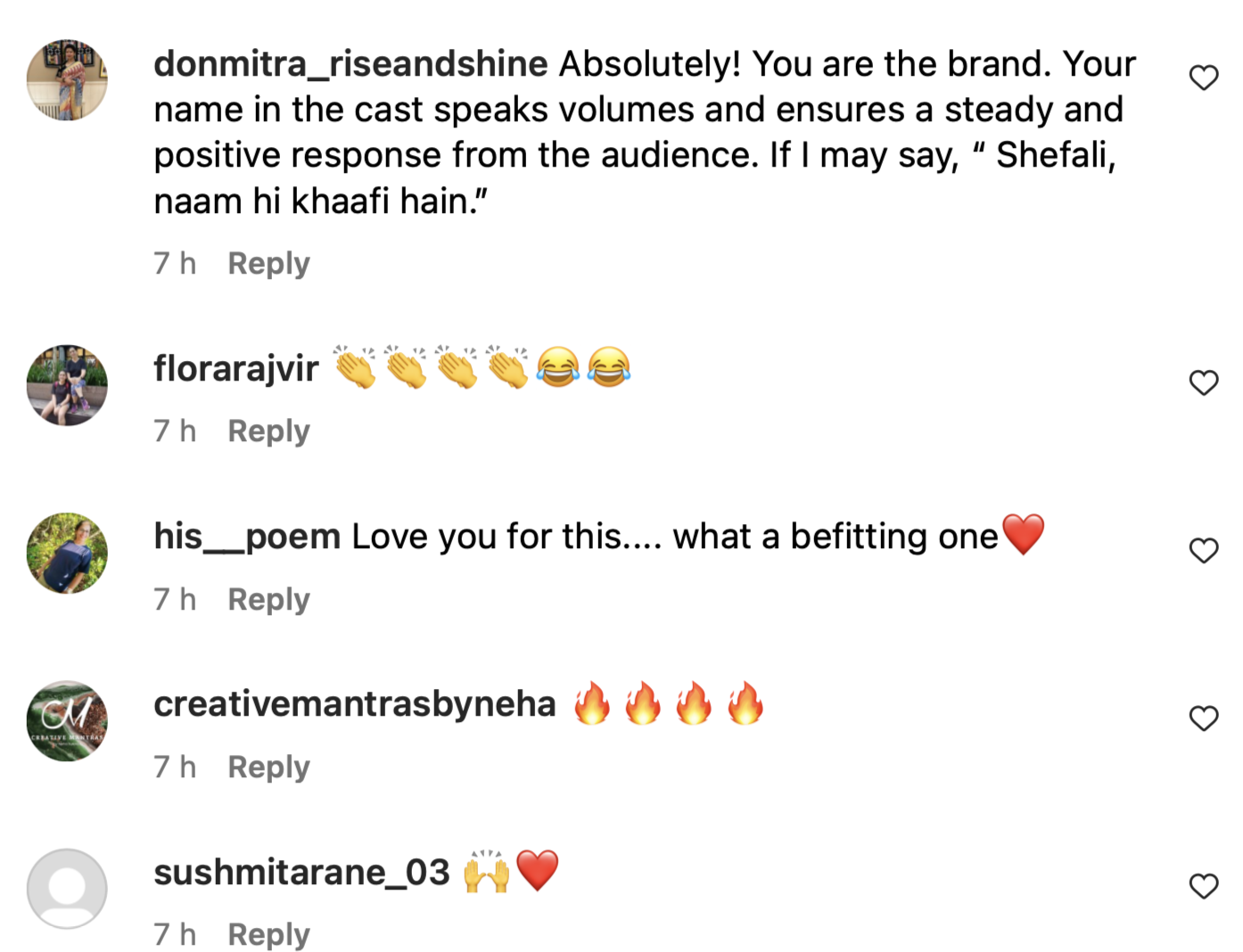 Shefali, Instagram
