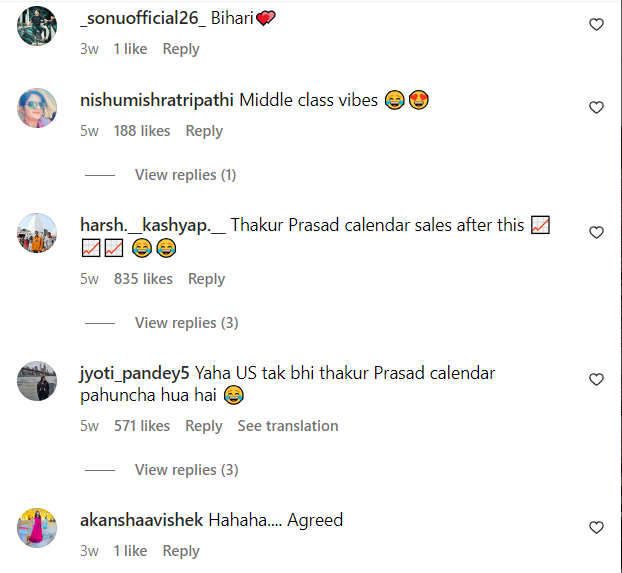 comments on thakur prasad calendar reel