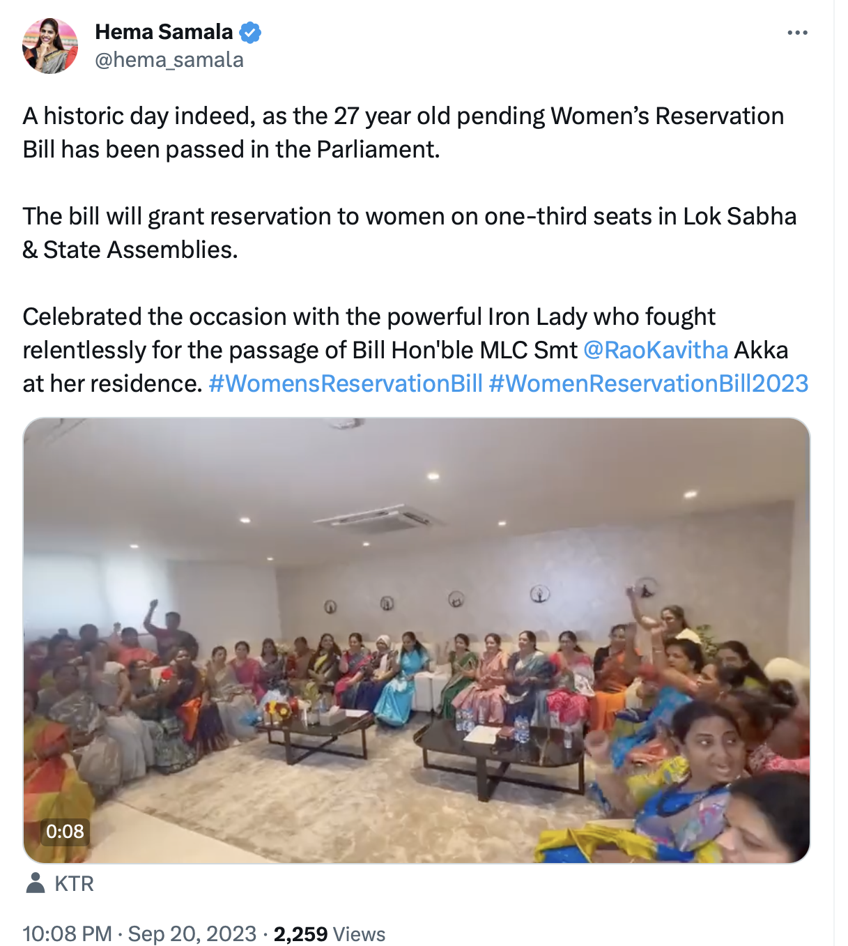 Women's Reservation Bill, Twitter