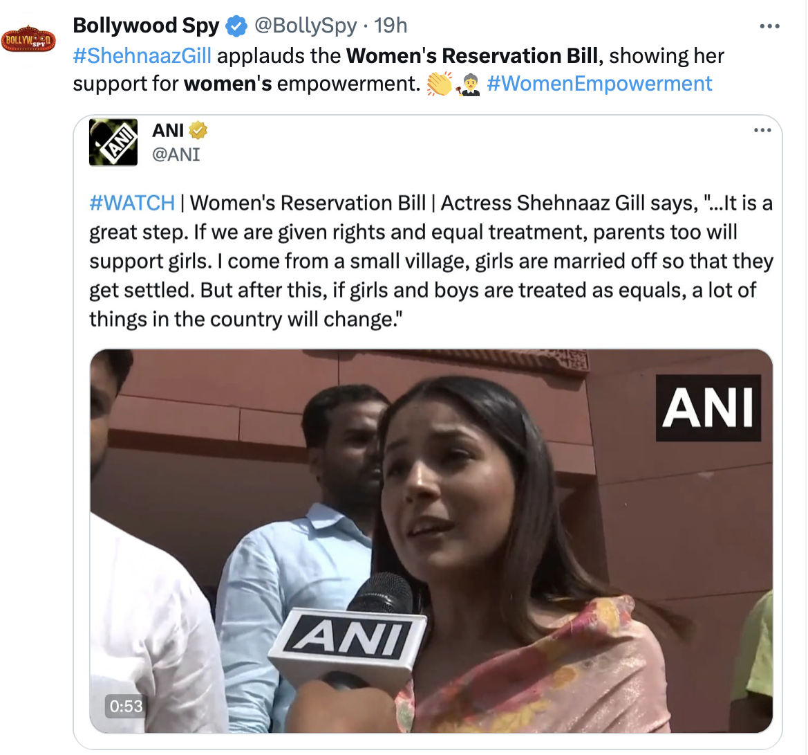 Women's Reservation Bill, Twitter