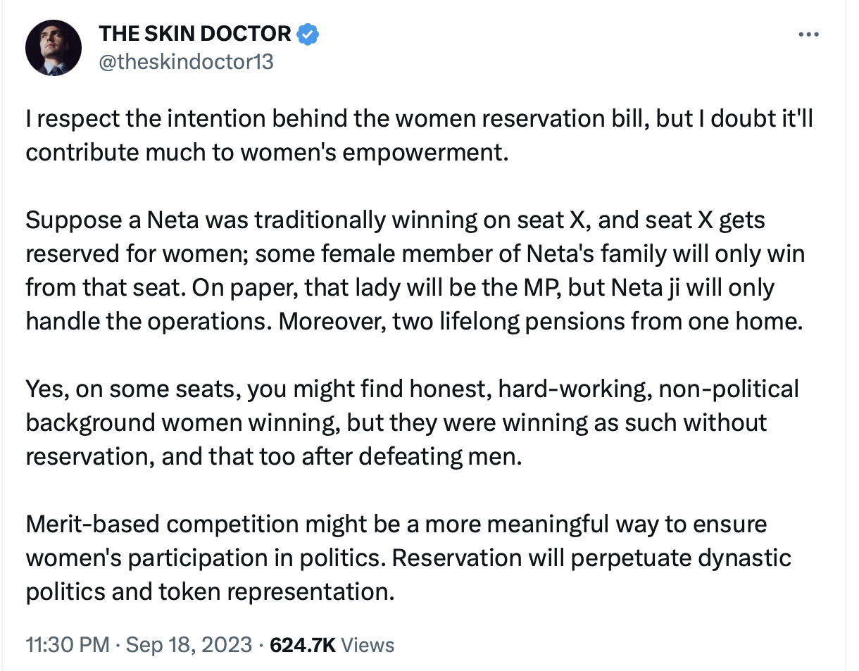 Women's Reservation Bill, Twitter