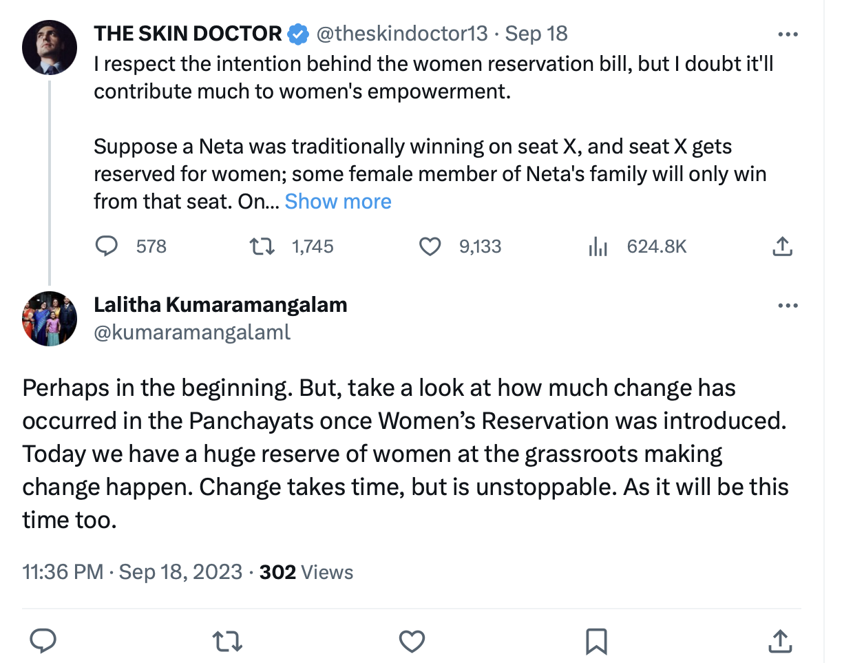 Women's Reservation Bill, Twitter