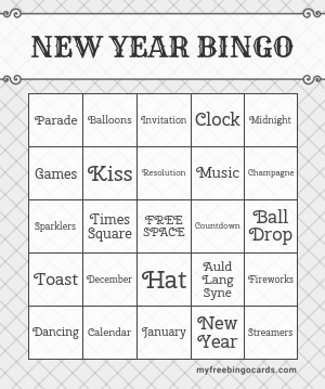 New Year's Bingo New Years Eve Games
