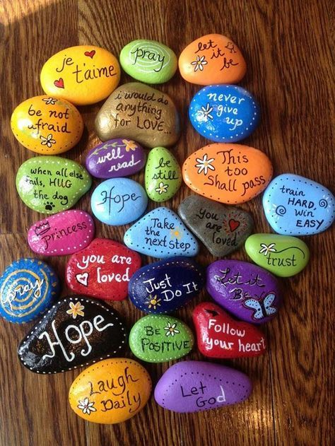 Painted pebbles or rocks with heartfelt messages homemade mothers day gifts