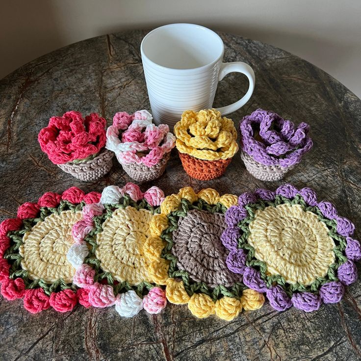 Crocheted coasters homemade mothers day gifts