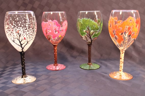 Hand-painted wine glasses homemade mothers day gifts