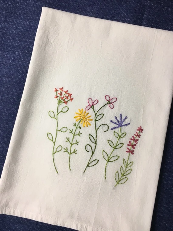 Embroidered tea towels homemade mothers day gifts
