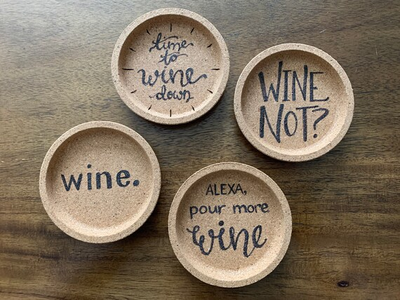 Hand-decorated wine cork coasters homemade mothers day gifts