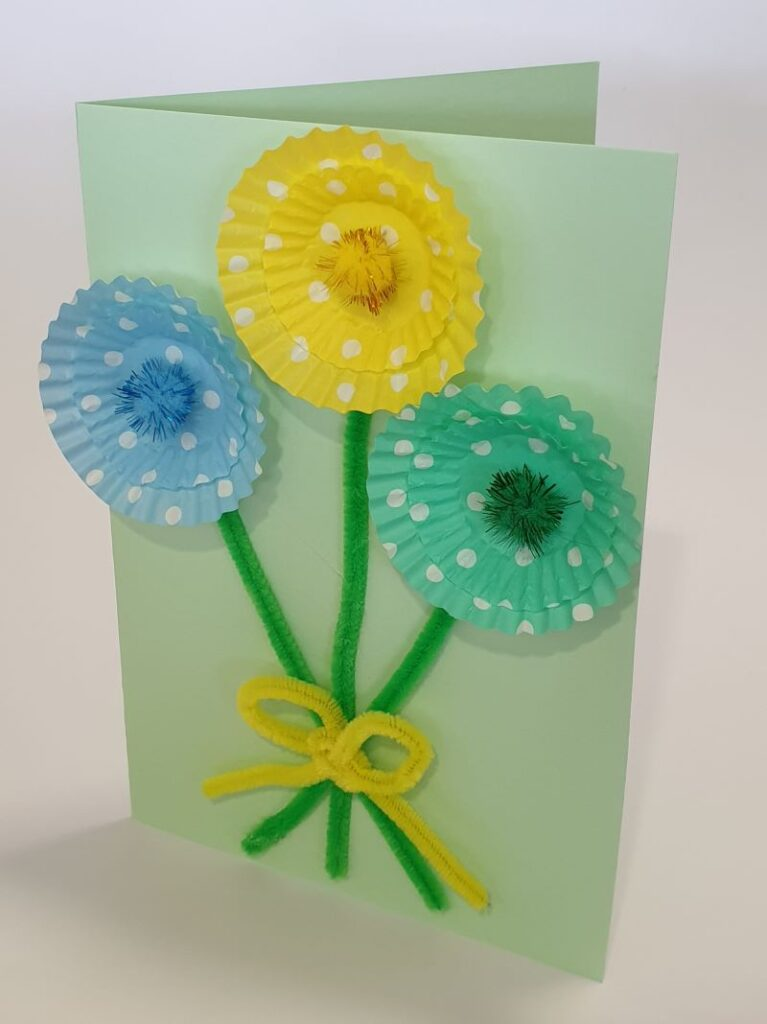Cupcake Liner Flower Card homemade mothers day gifts