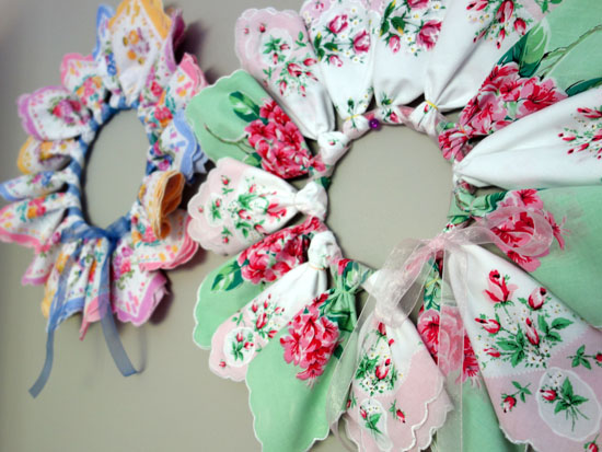 Handkerchief Wreath homemade mothers day gifts