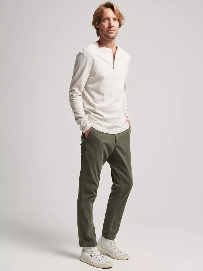 Grey Henley and Olive Green Cargo Pants