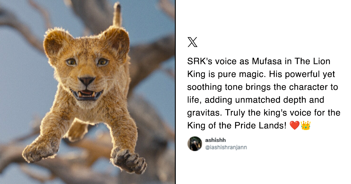 12 tweets to read before watching ‘mufasa: the lion king’, with srk and mahesh babu as mufasa - scoopwhoop