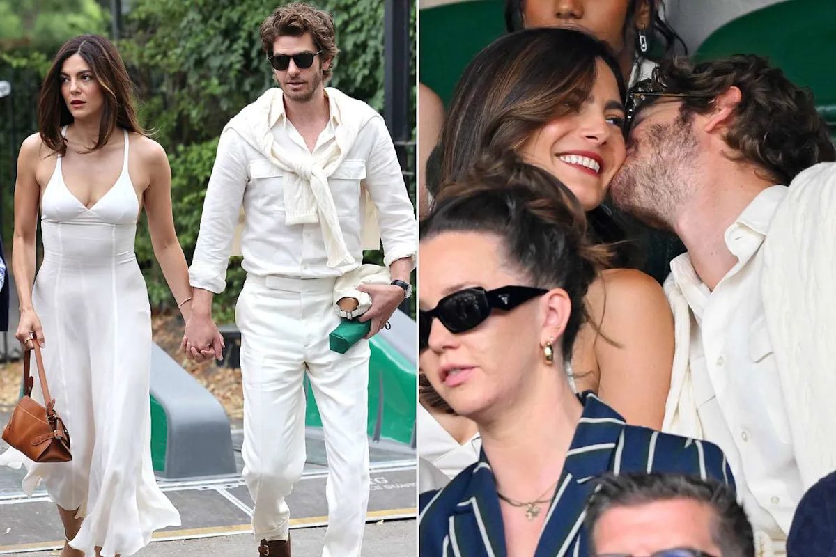 Monica Barbaro and Andrew Garfield Spotted Sharing Sweet PDA Moments at Wimbledon in Coordinated White Outfits