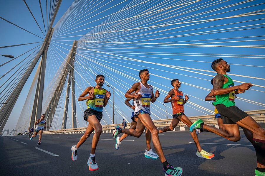 Runners crossing the Bandra-Worli sea link