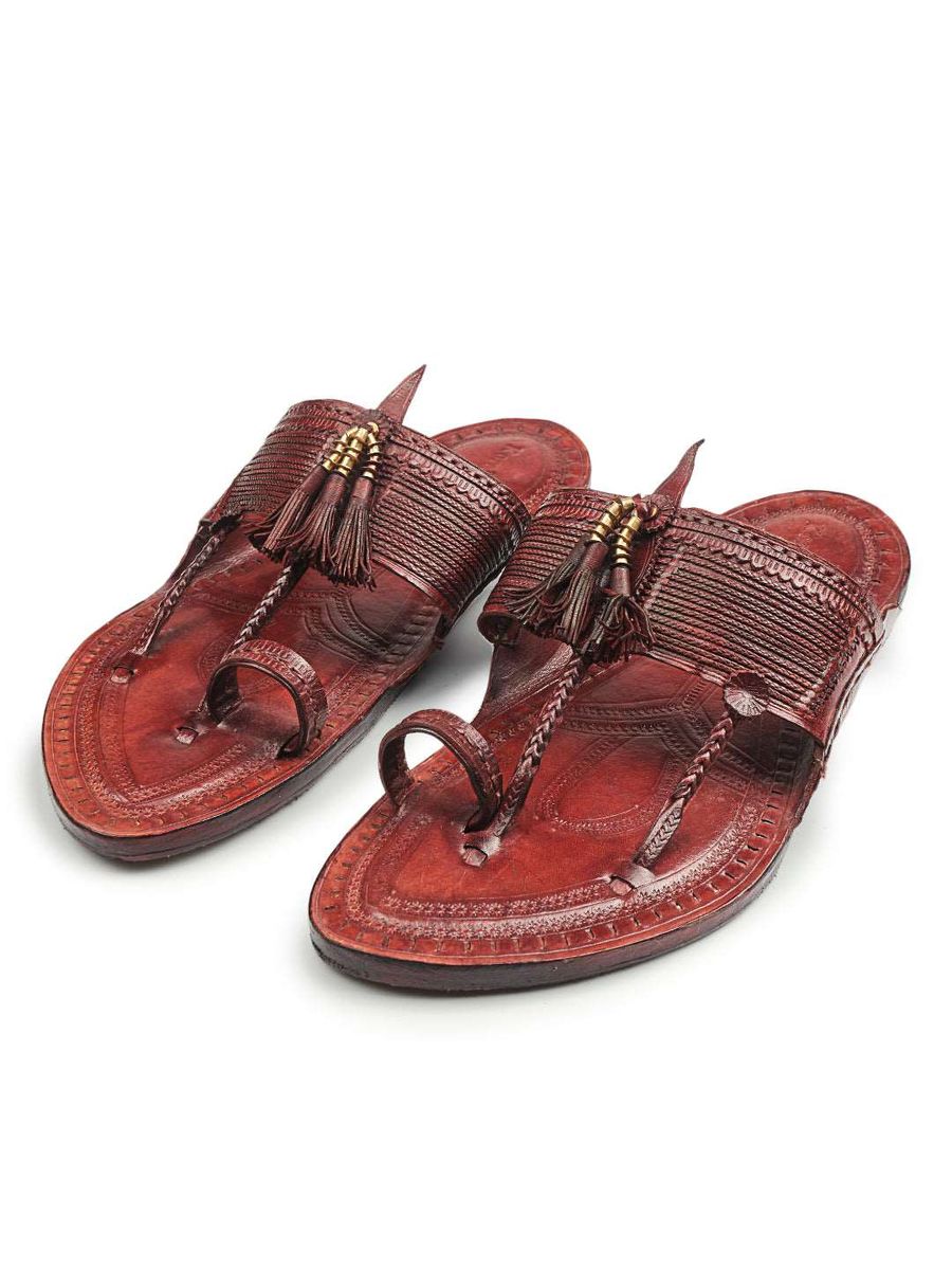 Jaypore Men MAROON RED Kolhapuris by Jaypore