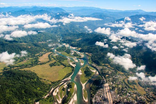 Aerial view of Brahmaputra River