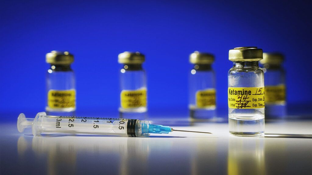 Vials and a syringe labeled 'Ketamine'