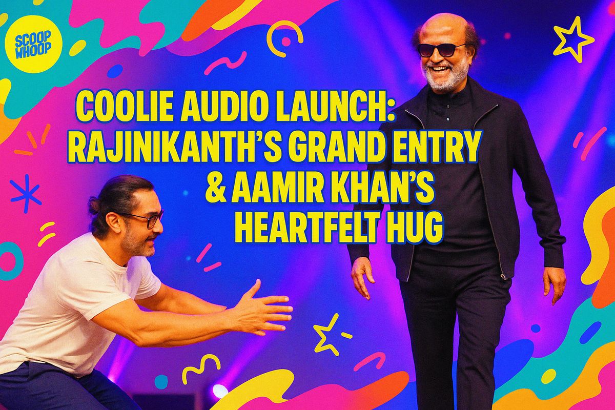 Coolie audio launch: Crowd erupts as Rajinikanth enters venue, Aamir Khan hugs him
