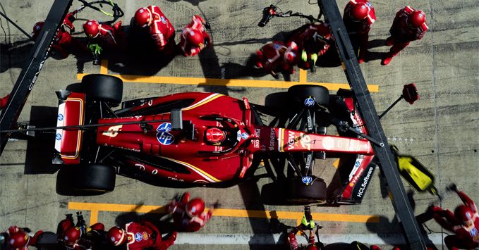 Ferrari F1 Pitstop Overhead Angle