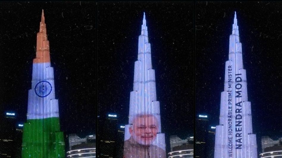 PM Modi on Burj Khalifa with Indian flag