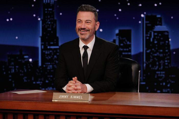 Jimmy Kimmel at his desk—when the monologue became the moment
