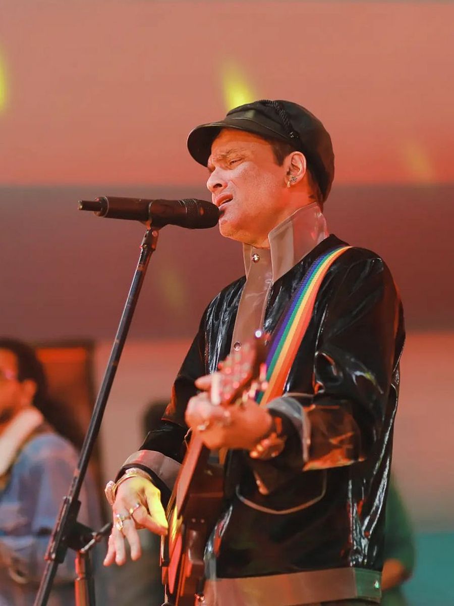 Close-up of Zubeen Garg performing