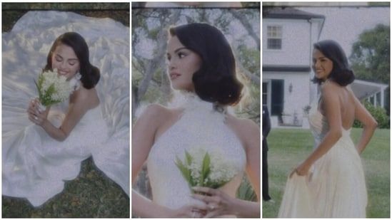 Selena Gomez in her backless Ralph Lauren wedding gown