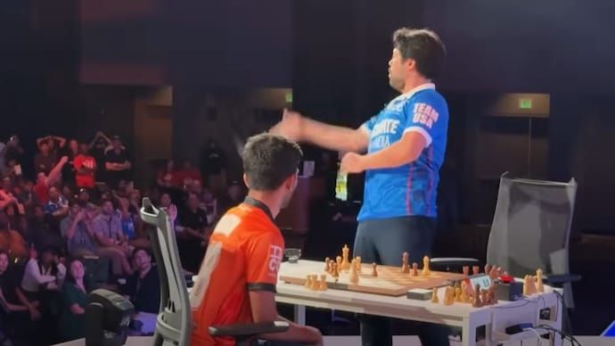 Hikaru Nakamura throws Gukesh's king into the crowd