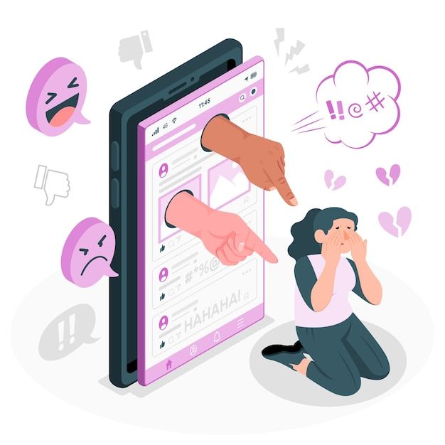Illustration showing cyberbullying online