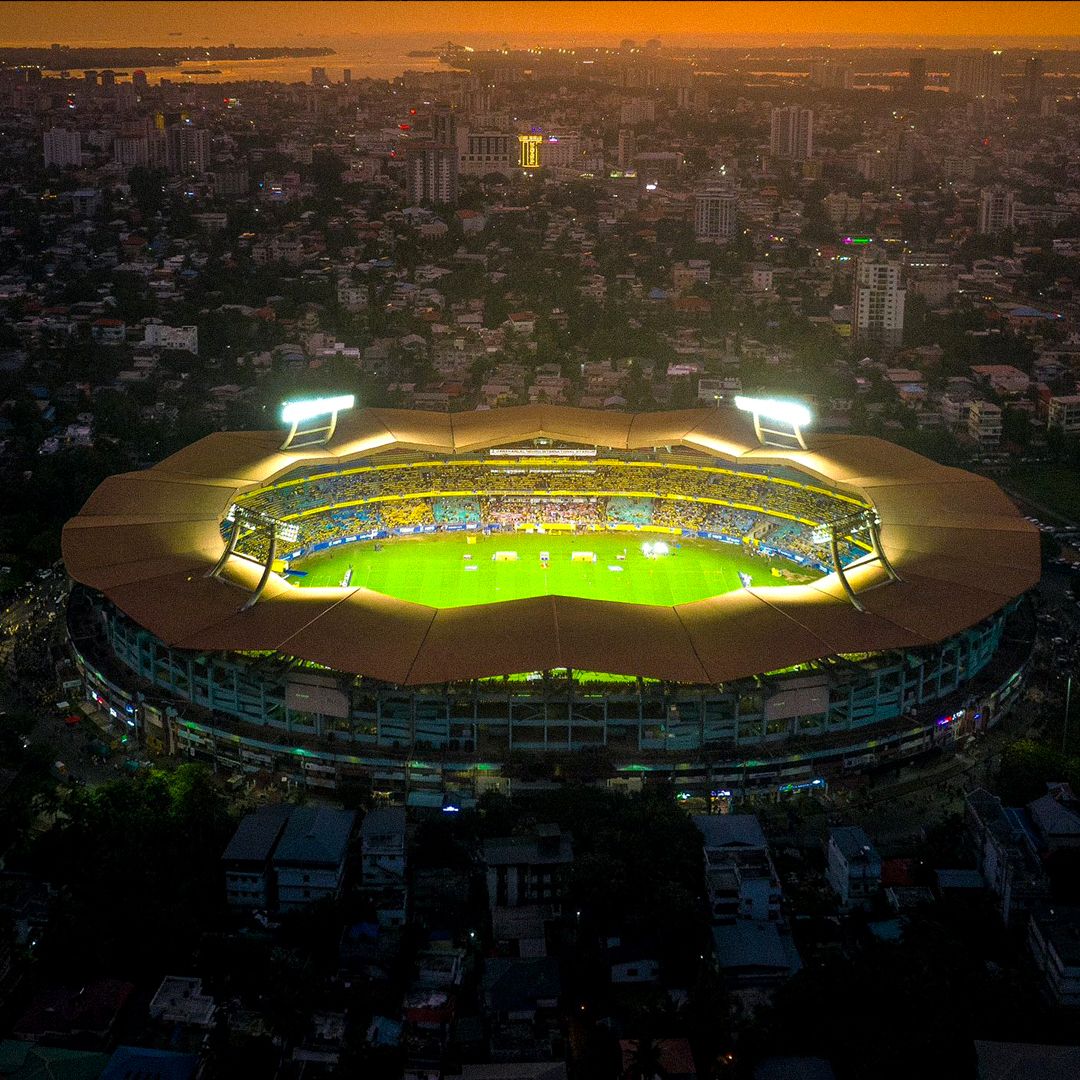 Aerial View of Vibrant Kerala Stadium at Night
